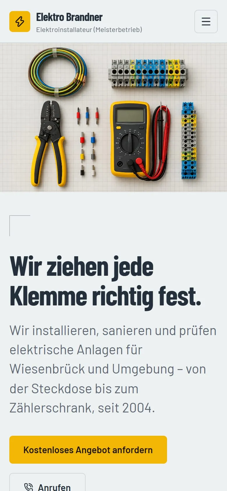 Neue Website von Elektro Brandner auf dem Handy